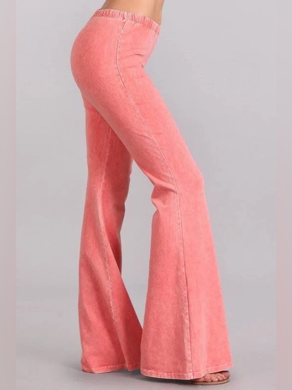 Chatoyant Mineral Wash Flare Yoga Pants Bellbottoms Peach Coral Sz Small EUC